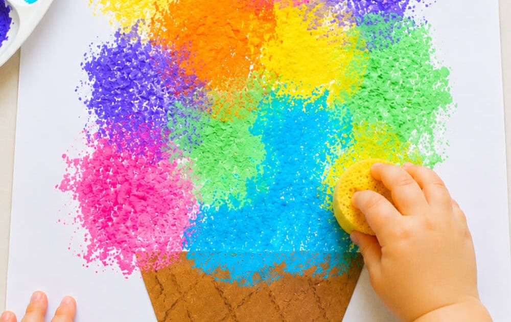 Easy Sponge Painted Ice Cream Craft for Toddlers