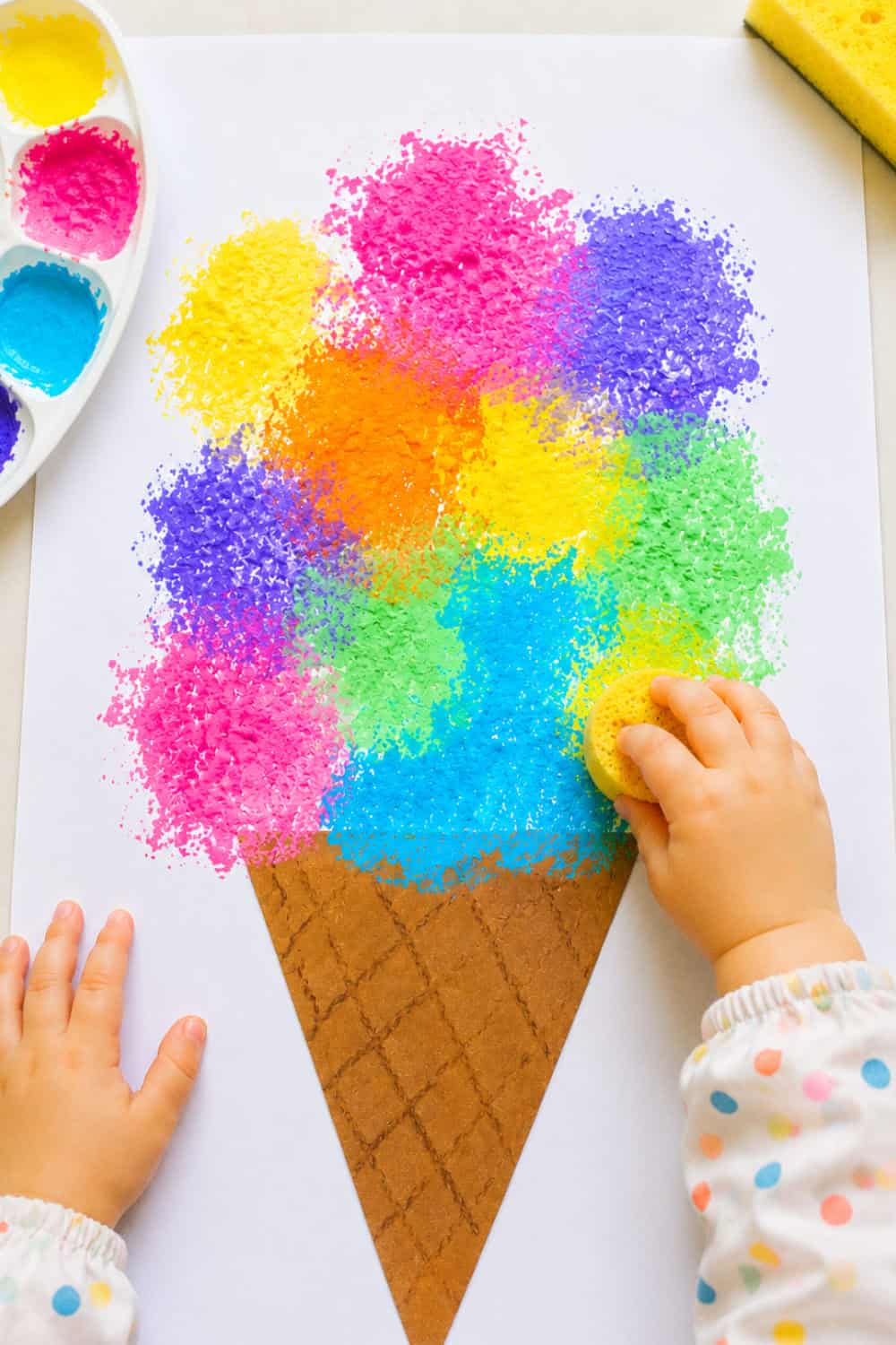 Easy Sponge Painted Ice Cream Craft for Toddlers